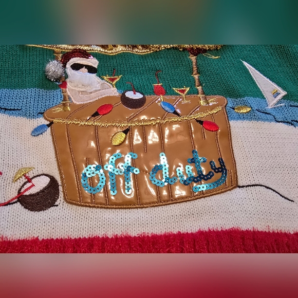 Festive Holiday Sweater with Palm Tree Design - Picture 2 of 8